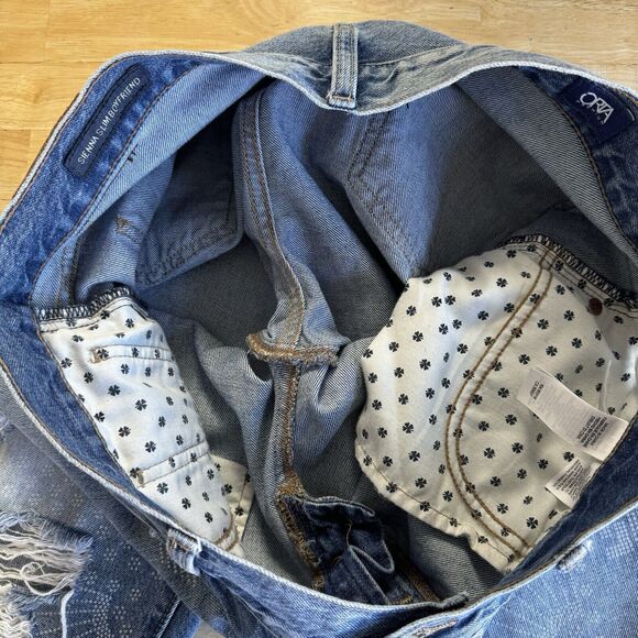 Lucky Brand Jeans Blue Sienna Slim Boyfriend Distressed Ripped Boho Tribal 10/30 - Picture 12 of 16